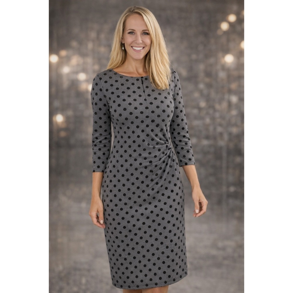 Talbots‎ Gray & Black Polka Dot Dress | Size Small